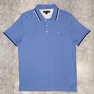 Michael Kors Short Sleeve Polo Shirt in Light Blue/Navy